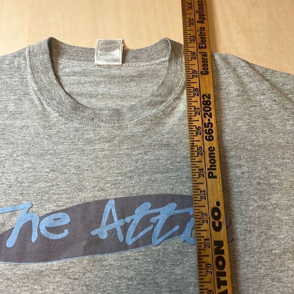 Vintage Y2K The attic Logo Grey and Blue T‎ shirt Made in the USA XL - Picture 2 of 4